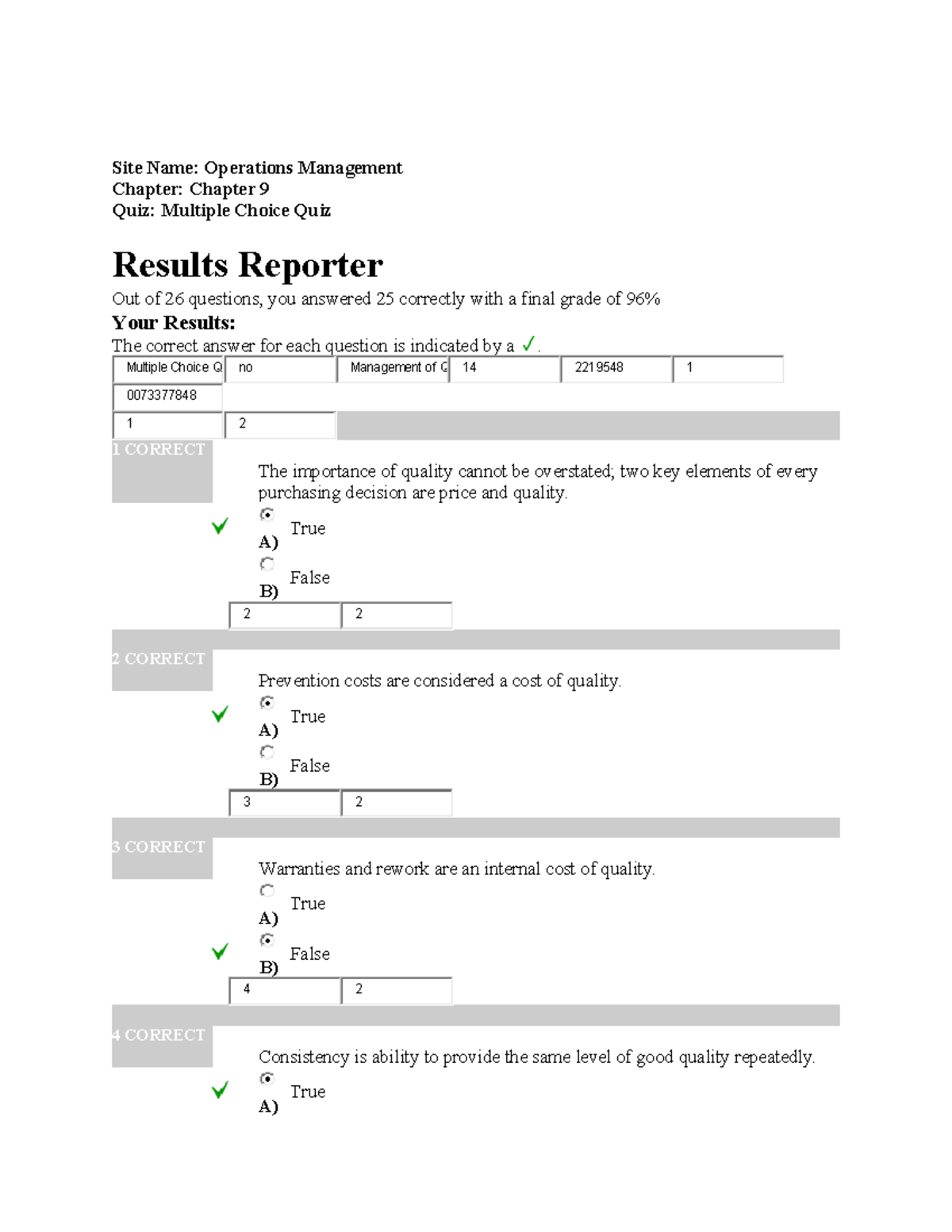 Chap9 Quiz - Chapter 9 Quiz - Site Name: Operations Management Chapter ...