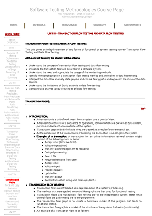 Software Testing 4 - unit -4 - SOFTWARE TESTING .. PATHS, PATH PRODUCTS ...