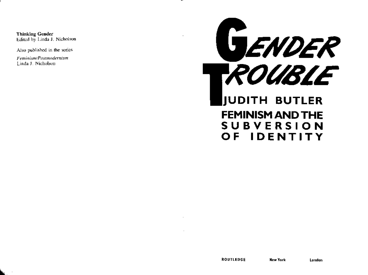 Butler gender trouble - Cfgg - English - Studocu