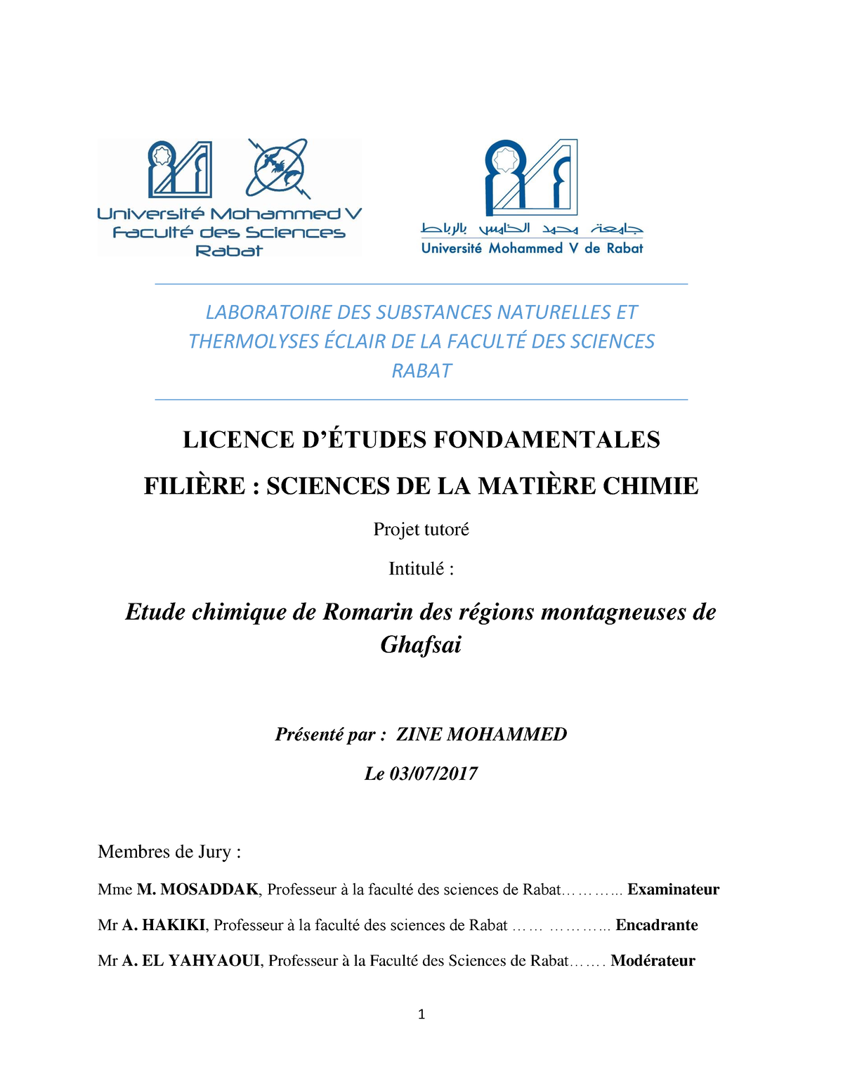 SDIC-PL0870 - PFE CHIMIE - ####### LABORATOIRE DES SUBSTANCES ...