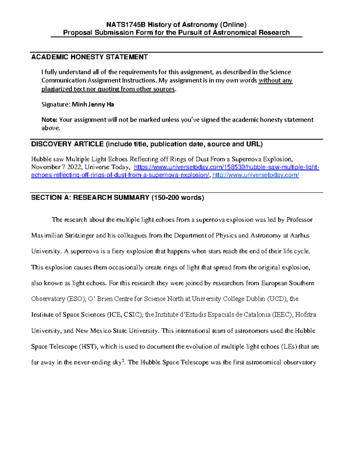 Proposal 1 example - NATS 1745 - Yorku - Studocu
