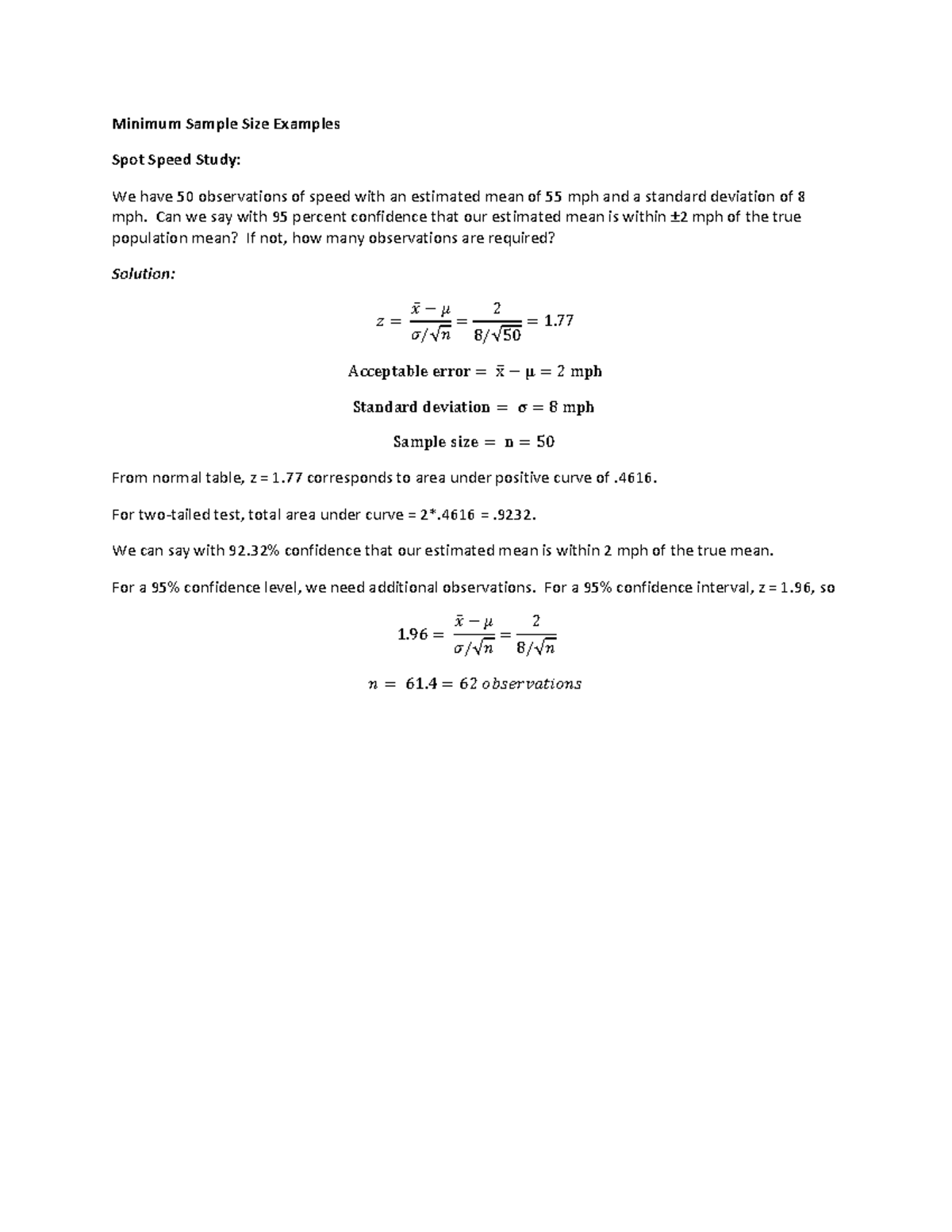 Minimum Sample Size Examples - Can we say with 95 percent confidence ...