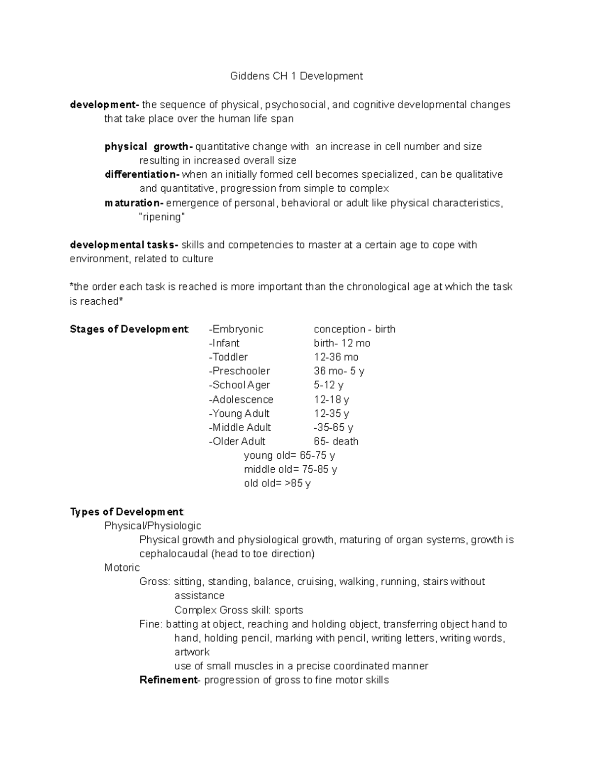 Giddens CH 1 Development Giddens CH 1 Development development the