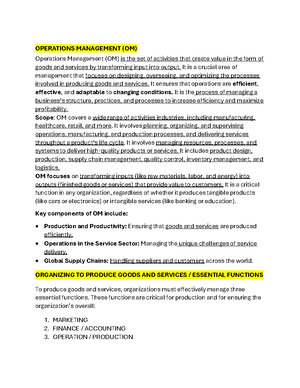 16902 Muhammad Talha OPM Assignment 1 - OPERATION & PRODUCTION ...