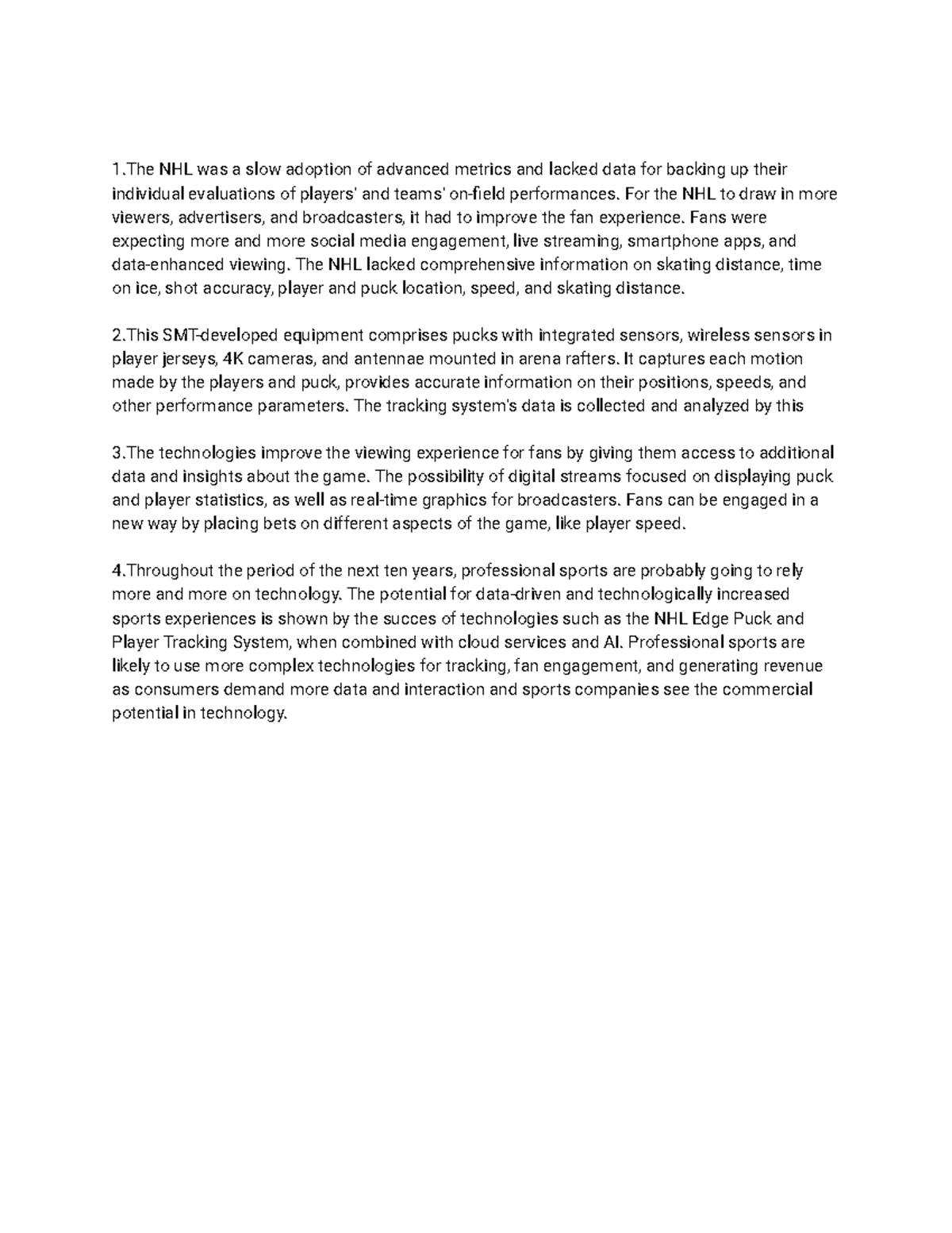 Case 4 3 Case Study 4 1 Nhl Was A Slow Adoption Of Advanced