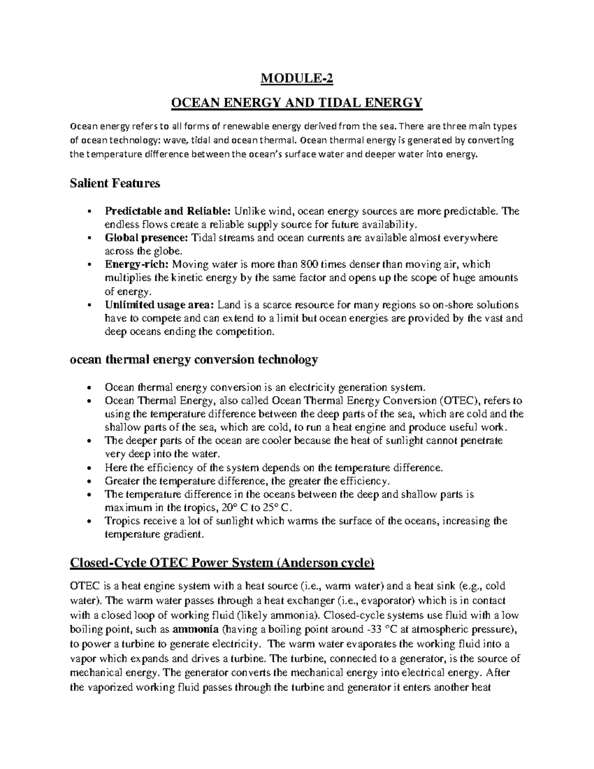 Ocean AND Tidal Energy - adadf - MODULE- 2 OCEAN ENERGY AND TIDAL ...