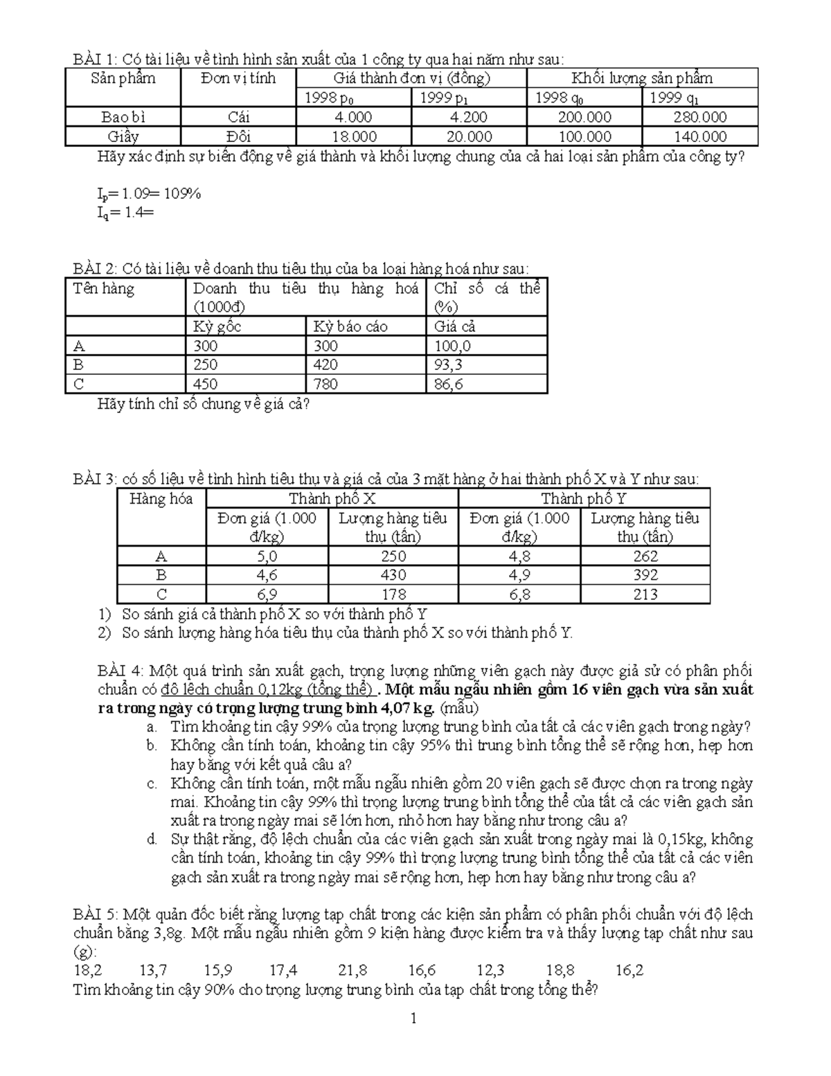 BAI TAP Nguyen LY Thong KE KINH TE - Nguyễn Thị Yến - Studocu