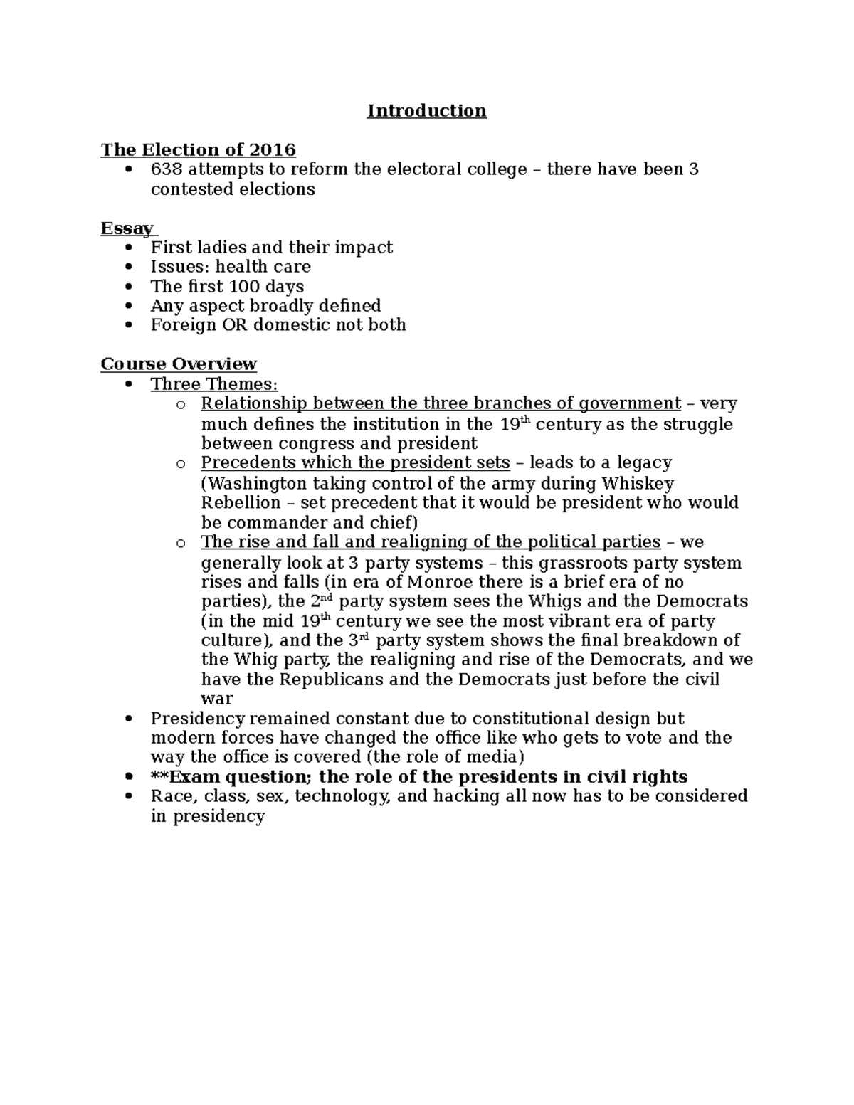 Introduction - HIS 2131 - Introduction The Election of 2016 638 ...