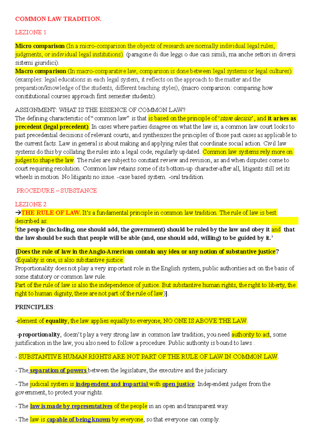 Common LAW Tradition 5 - notes of the lectures - COMMON LAW TRADITION ...