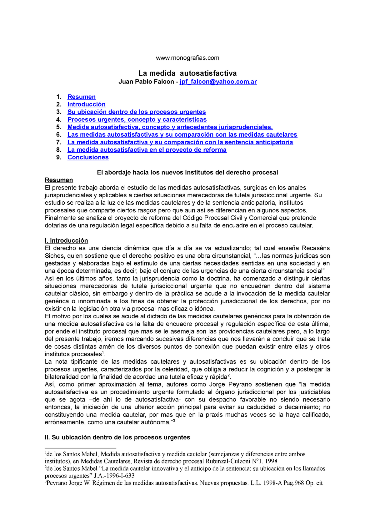 Medida-autosatisfactiva - monografias La medida autosatisfactiva Juan Pablo  Falcon - - Studocu