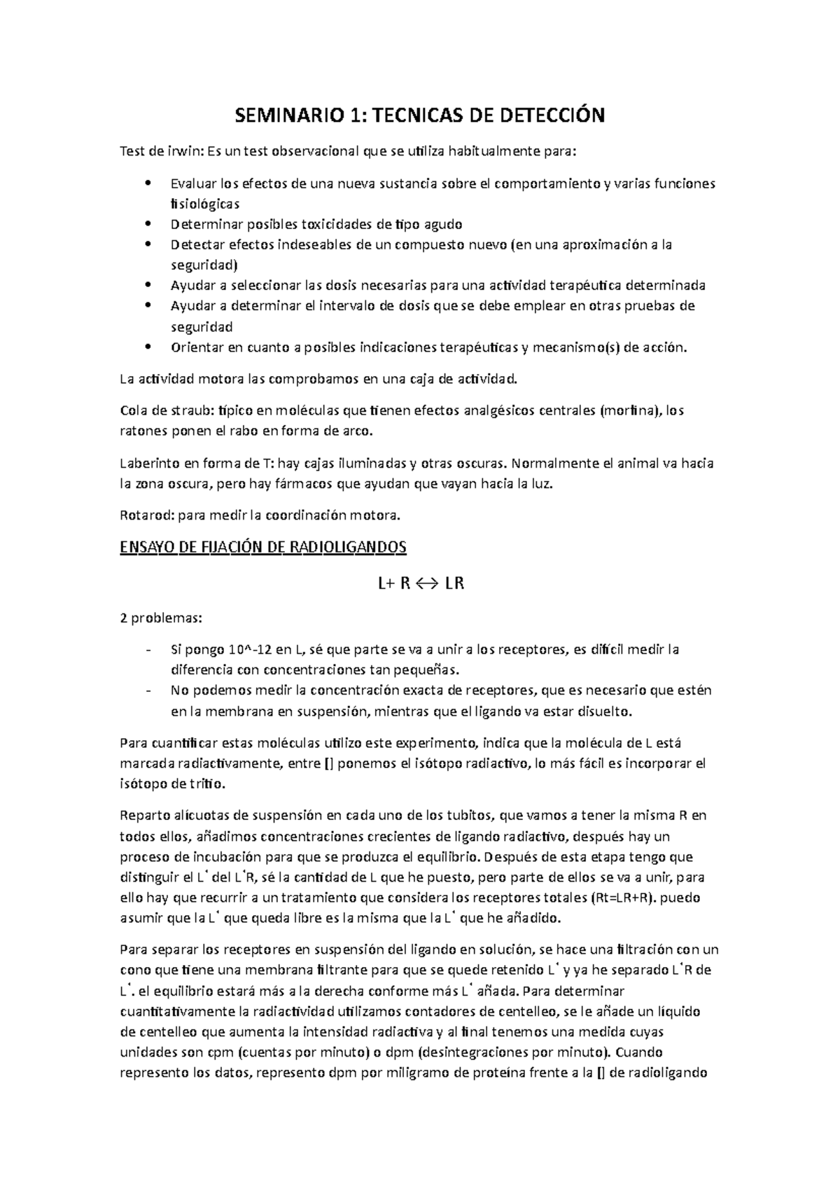 Seminario 1 - SEMINARIO 1: TECNICAS DE DETECCIÓN Test de irwin: Es un ...