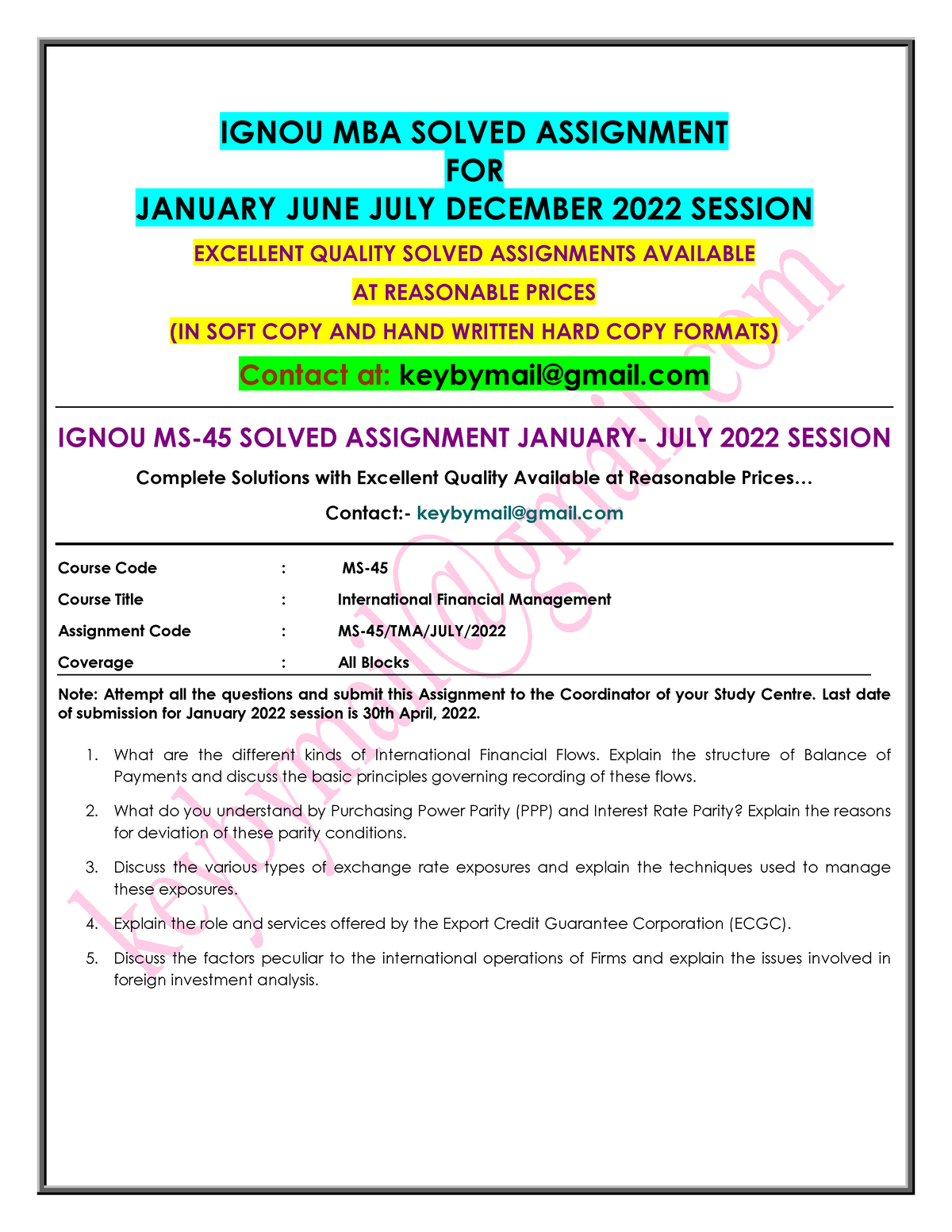 ignou solved assignment july 2022