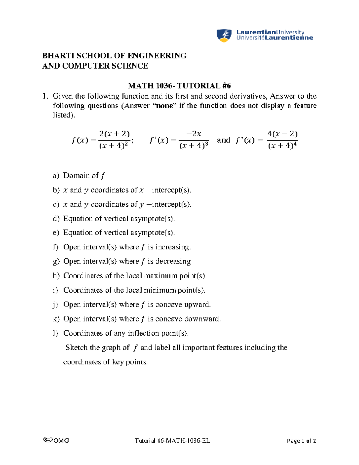 Math 1036 EL Tutorial 6 - tut - OMG Tutorial #6-MATH- 1036 - EL Page 1 ...