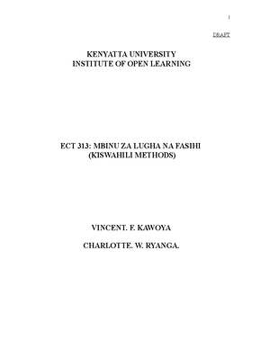 EDCI 337: MBINU ZA KUFUNDISHA KISWAHILI - EDCI 337: MBINU ZA KUFUNDISHA ...