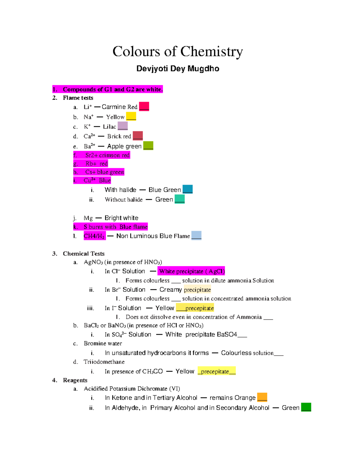 Colours of Chemistry - Colours of Chemistry Devjyoti Dey Mugdho ...