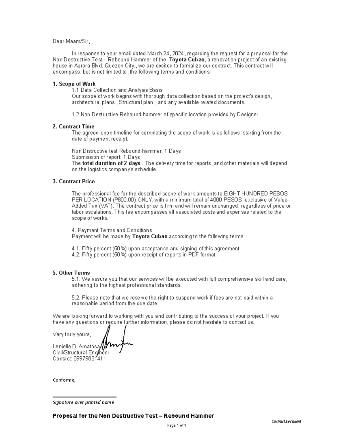 Proposal -NDT - Proposal for the Non Destructive Test – Rebound Hammer ...
