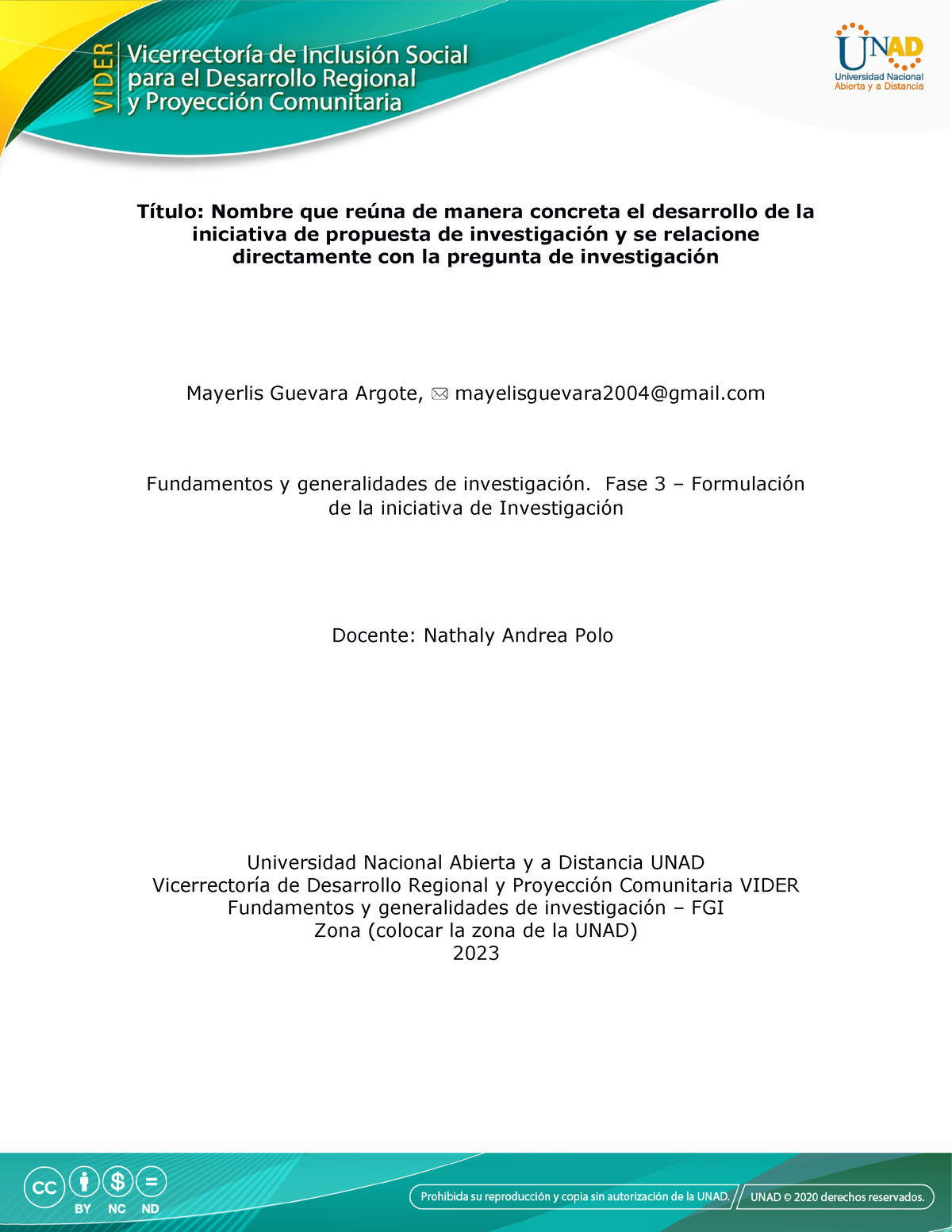 Fundamentos Y Generalidades Tercera Fase - Título: Nombre Que Reúna De ...