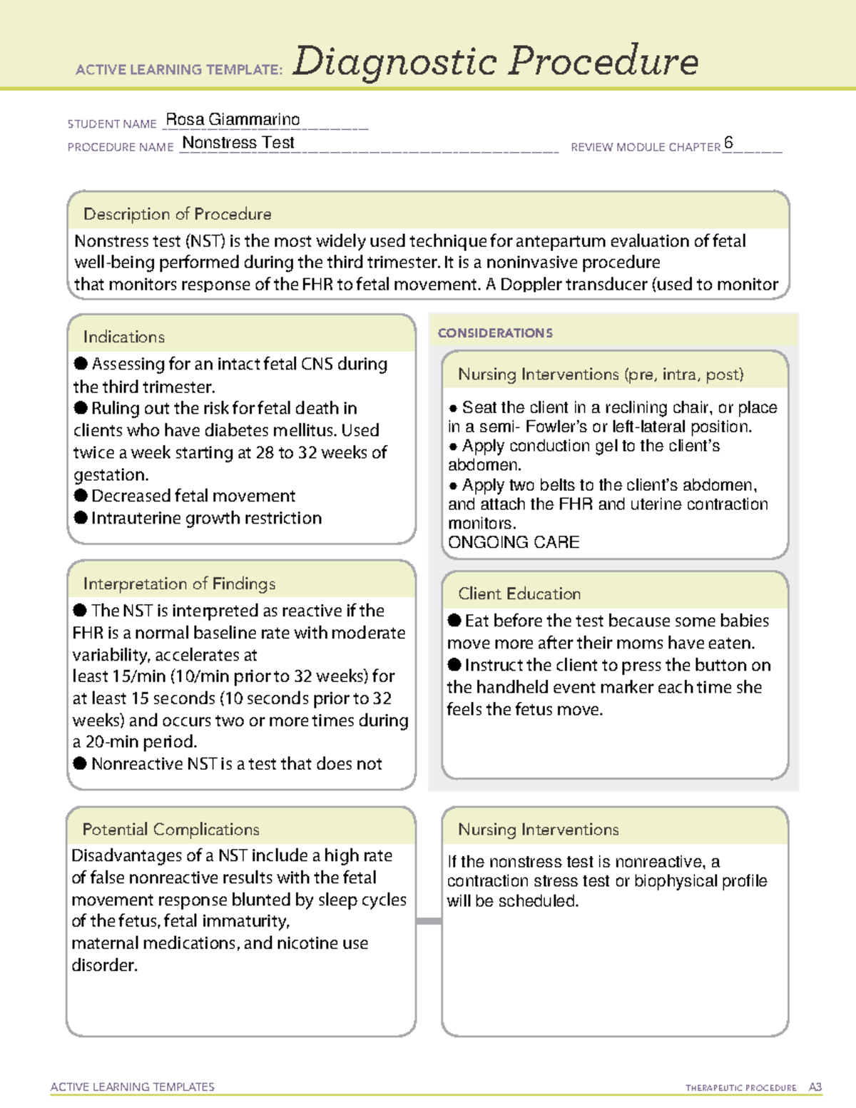 Nonstress Test for ob class - ACTIVE LEARNING TEMPLATES THERAPEUTIC ...