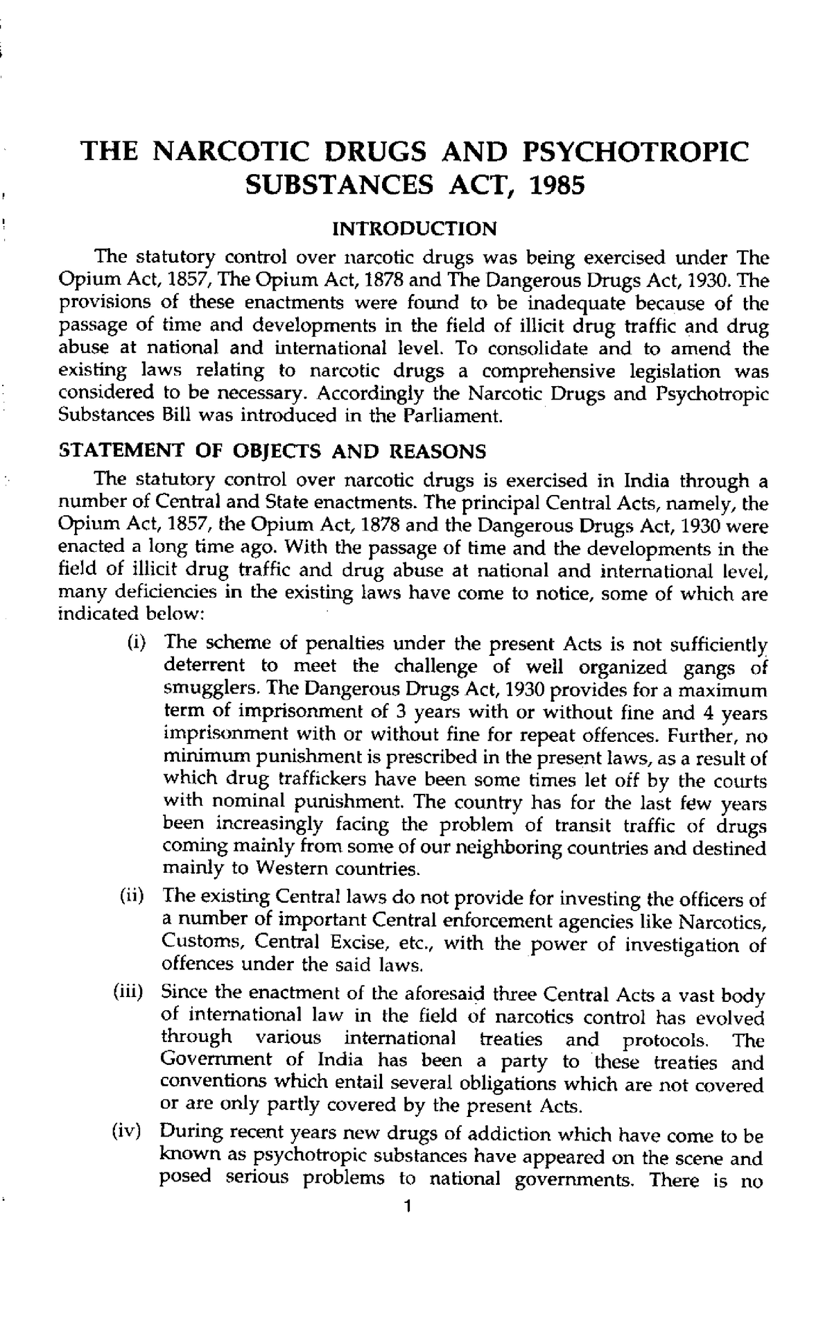 Narcotic Drugs And Psychotropic Substances Act 1985 - THE NARCOTIC ...