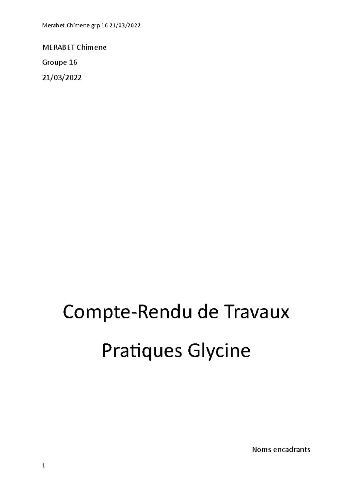 Grp16 Merabet CR Glycine - MERABET Chimene Groupe 16 21/03/ Compte ...