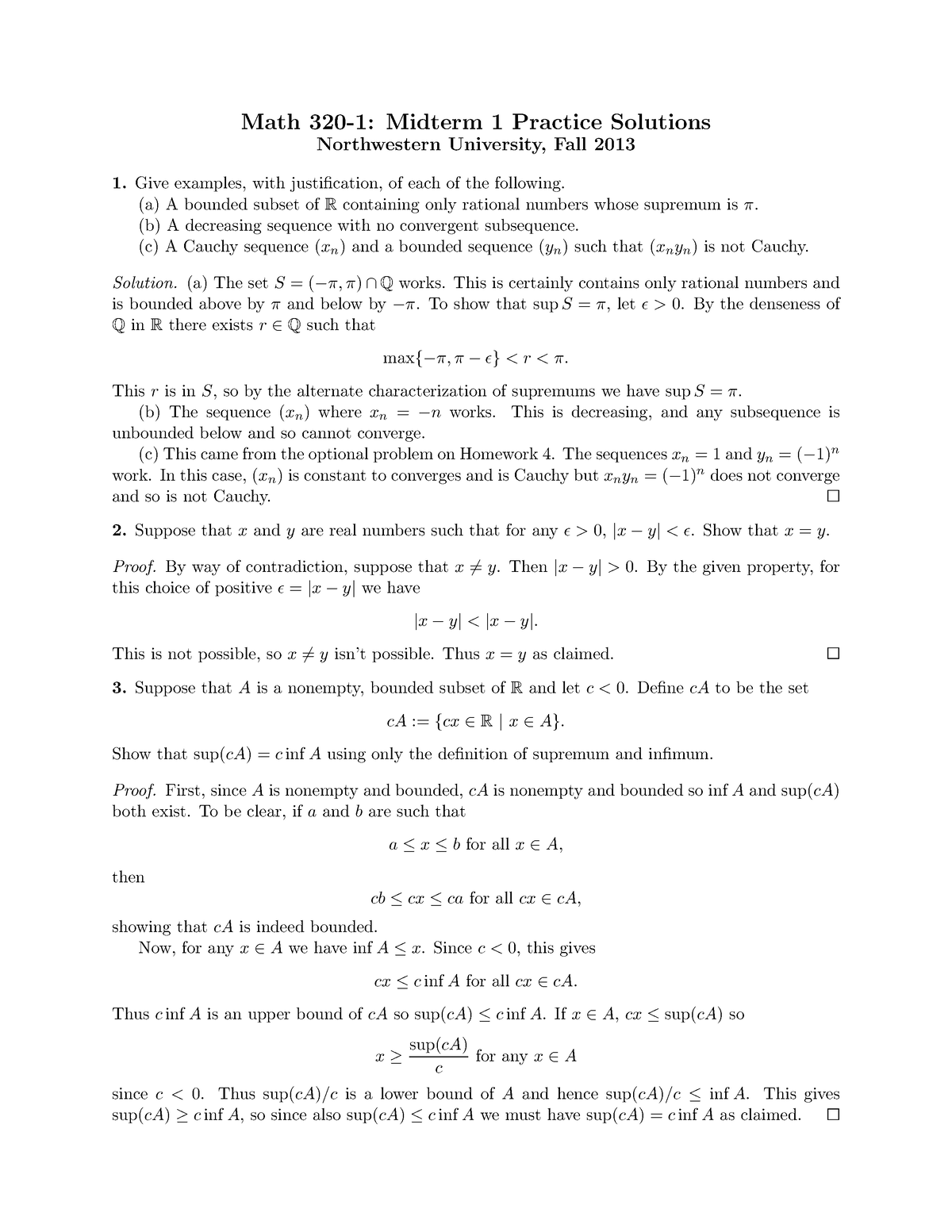 Midterm 1 practice solns fa13 Math 3201 Midterm 1 Practice