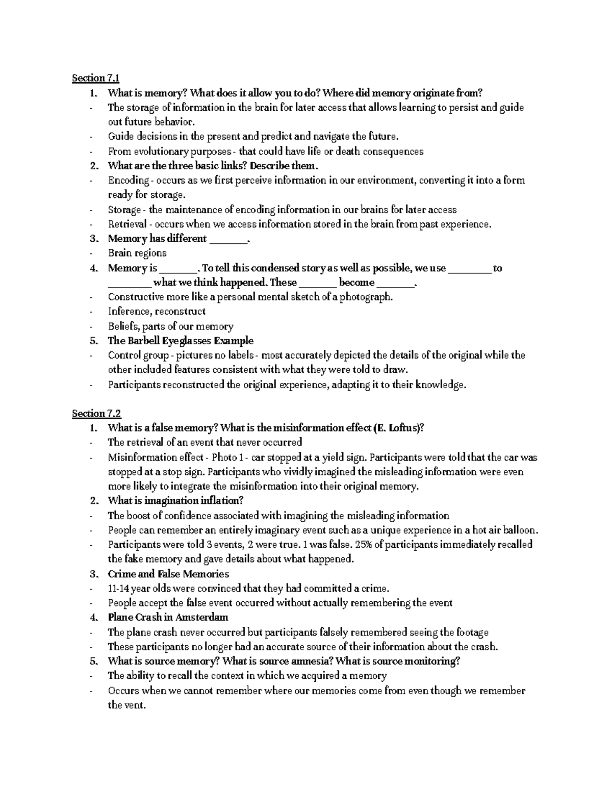 Chapter 7 Memory Psych 1 Section 7 1 What Is Memory What Does It Chapter 7 Memory Psych 1 Section 7 1 What Is Memory What Does It
