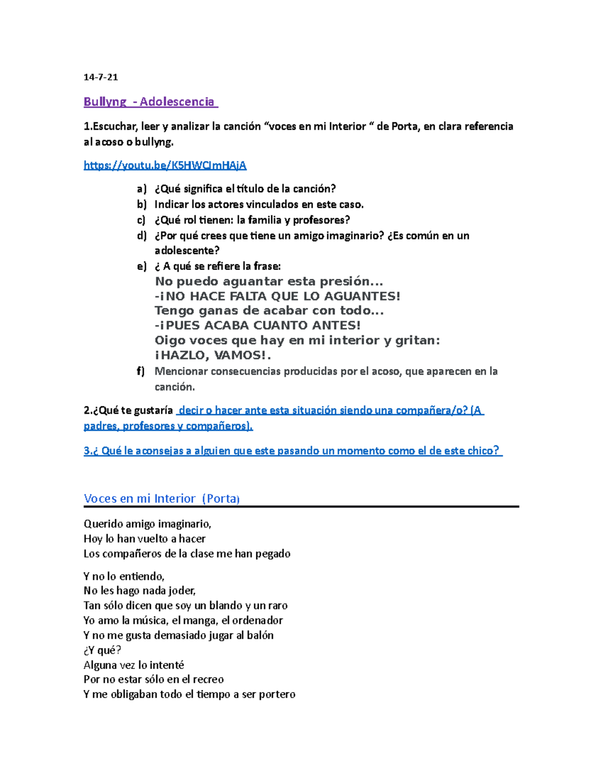 Arriba 54+ imagen voces en mi interior letra porta Thcshoanghoathambadinh.edu.vn