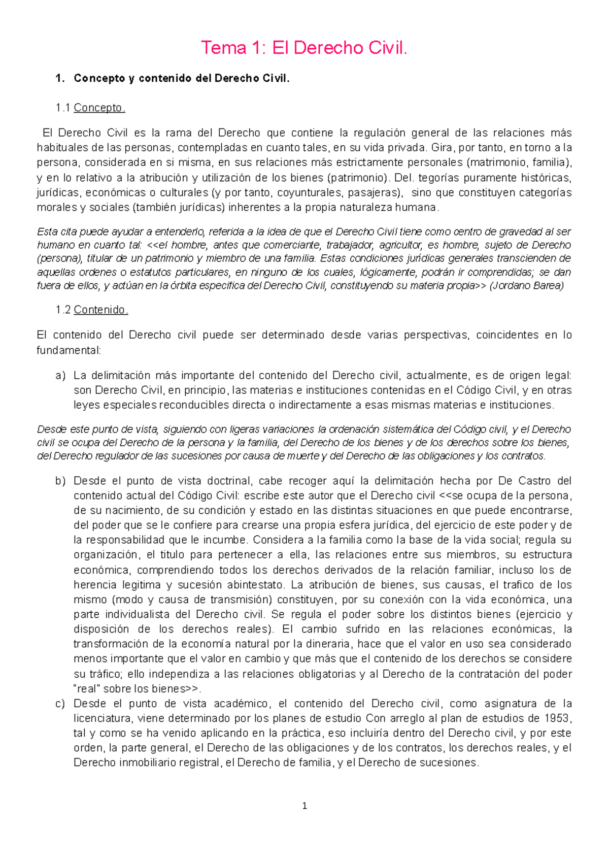 Tema 1 - Apuntes Tema 1 - Tema 1: El Derecho Civil. 1. Concepto Y ...