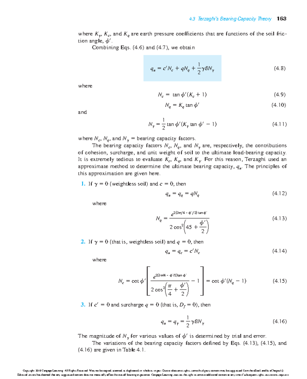 Qu for friction angle given - 4 Terzaghi’s Bearing Capacity Theory 163 ...