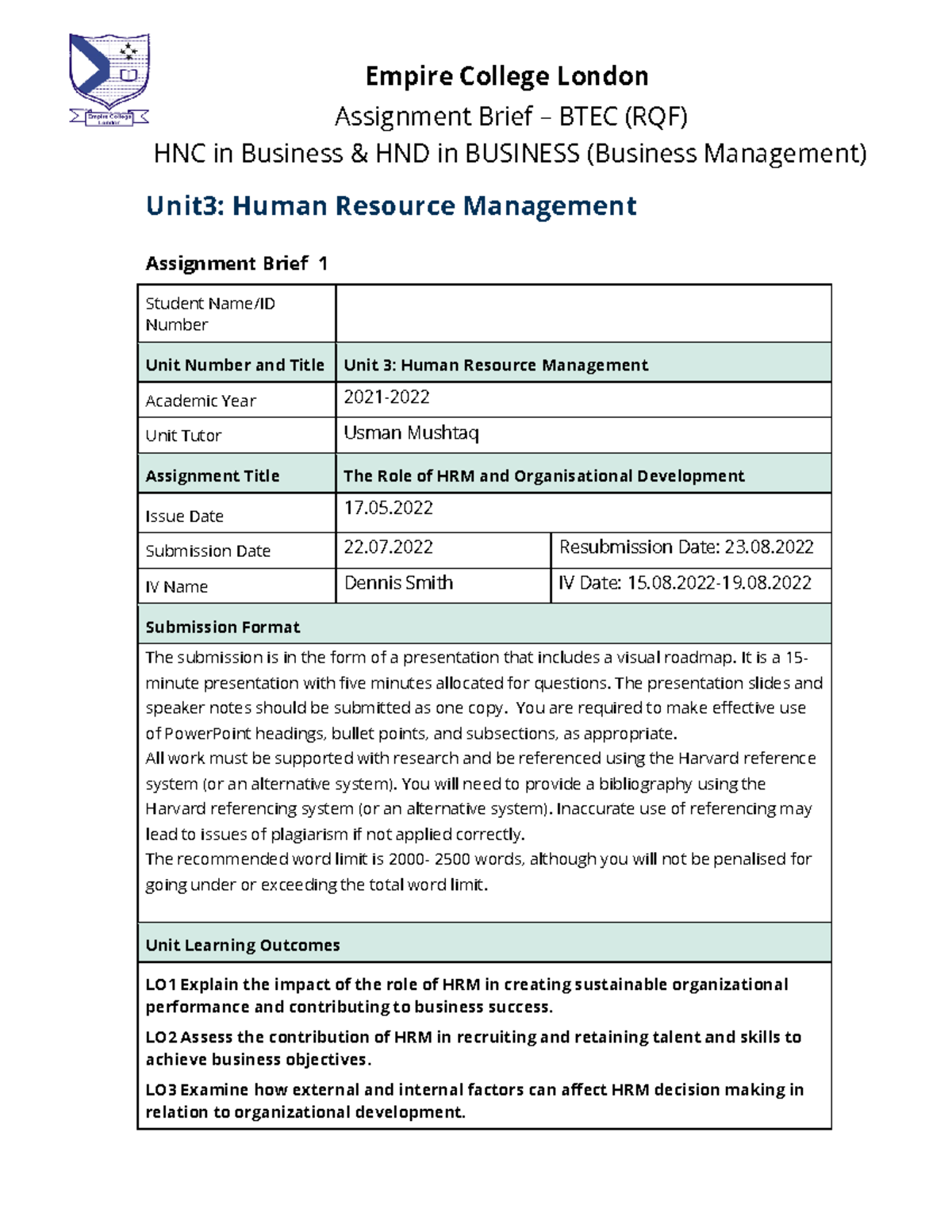 hrm assignment 3