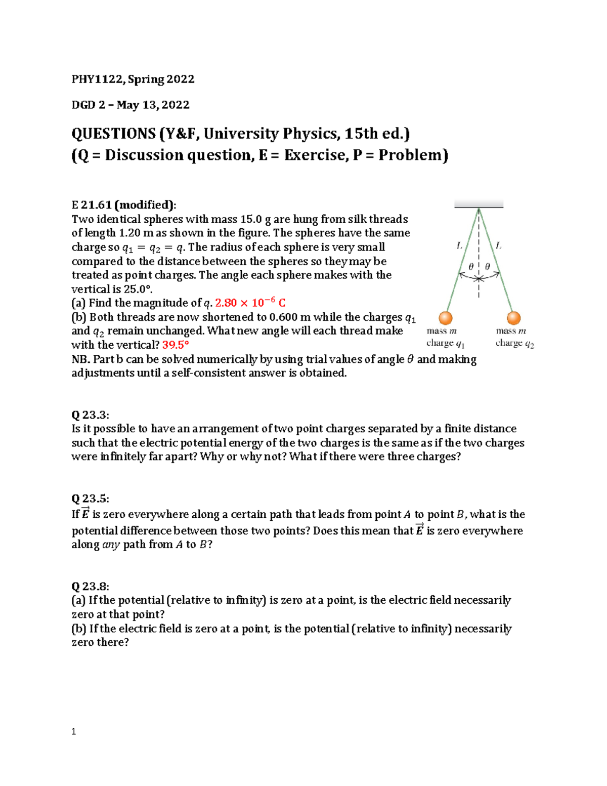 DGD 2 Questions - 1 PHY1122, Spring 2022 DGD 2 3 May 13, 2022 QUESTIONS ...