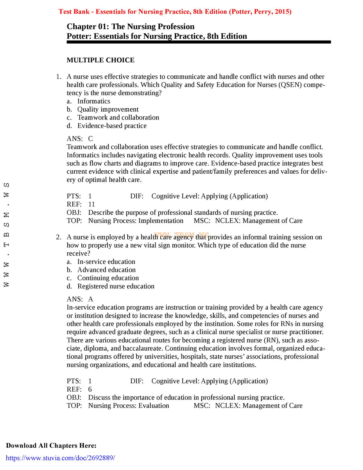 Essentials for Nursing Practice Study Guide, 8th Ed- CLOSEOUT ITEM