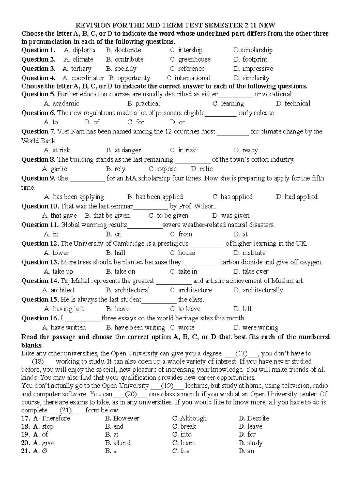 anh văn 11 unit 2 writing