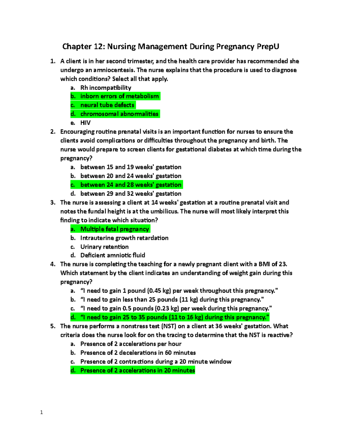 Nursing Management During Pregnancy Prep U The nurse explains that