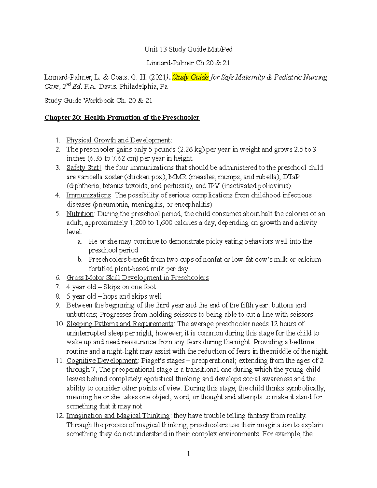 Unit+13+Study+Guide+Mat - Unit 13 Study Guide Mat/Ped Linnard-Palmer Ch ...