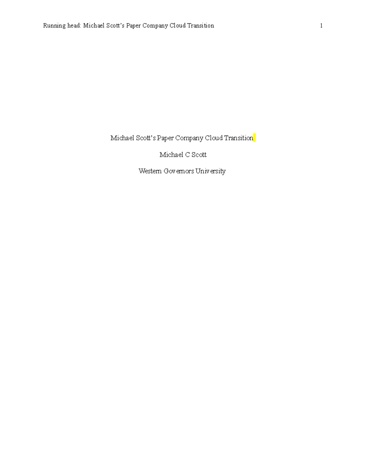 IT Capstone Proposal Template - Running head: Michael Scott’s Paper ...