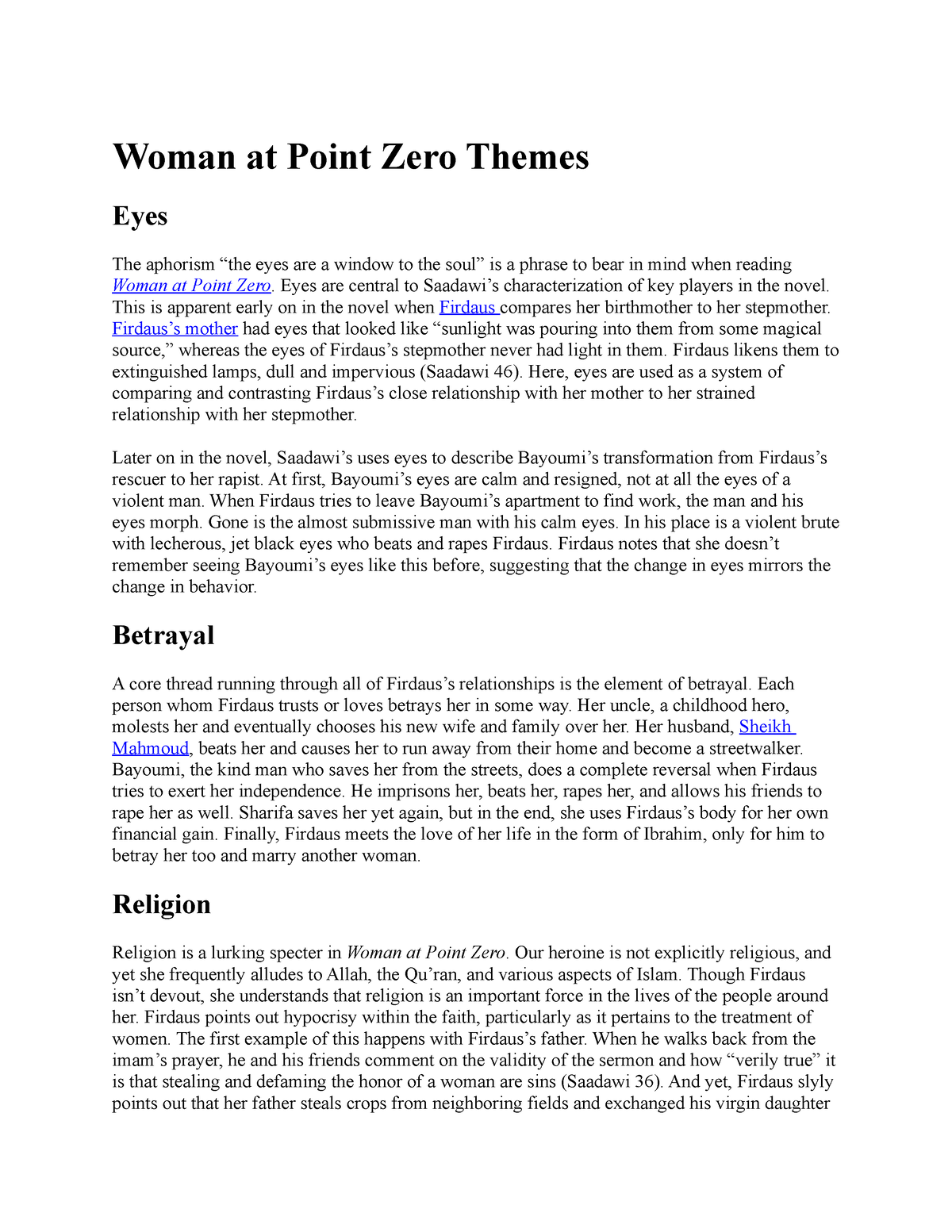 literature review on woman at point zero pdf