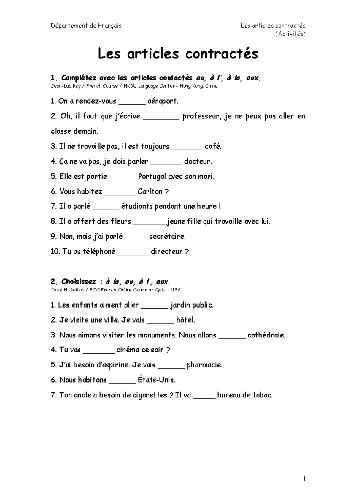 Les Articles Contractes Exercices Activit s Les Articles Contract s 