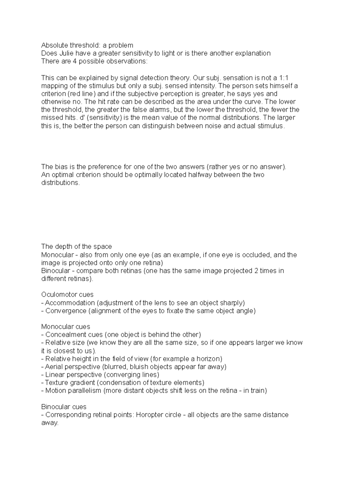 Absolute Threshold and Perception in Psychology Studocu