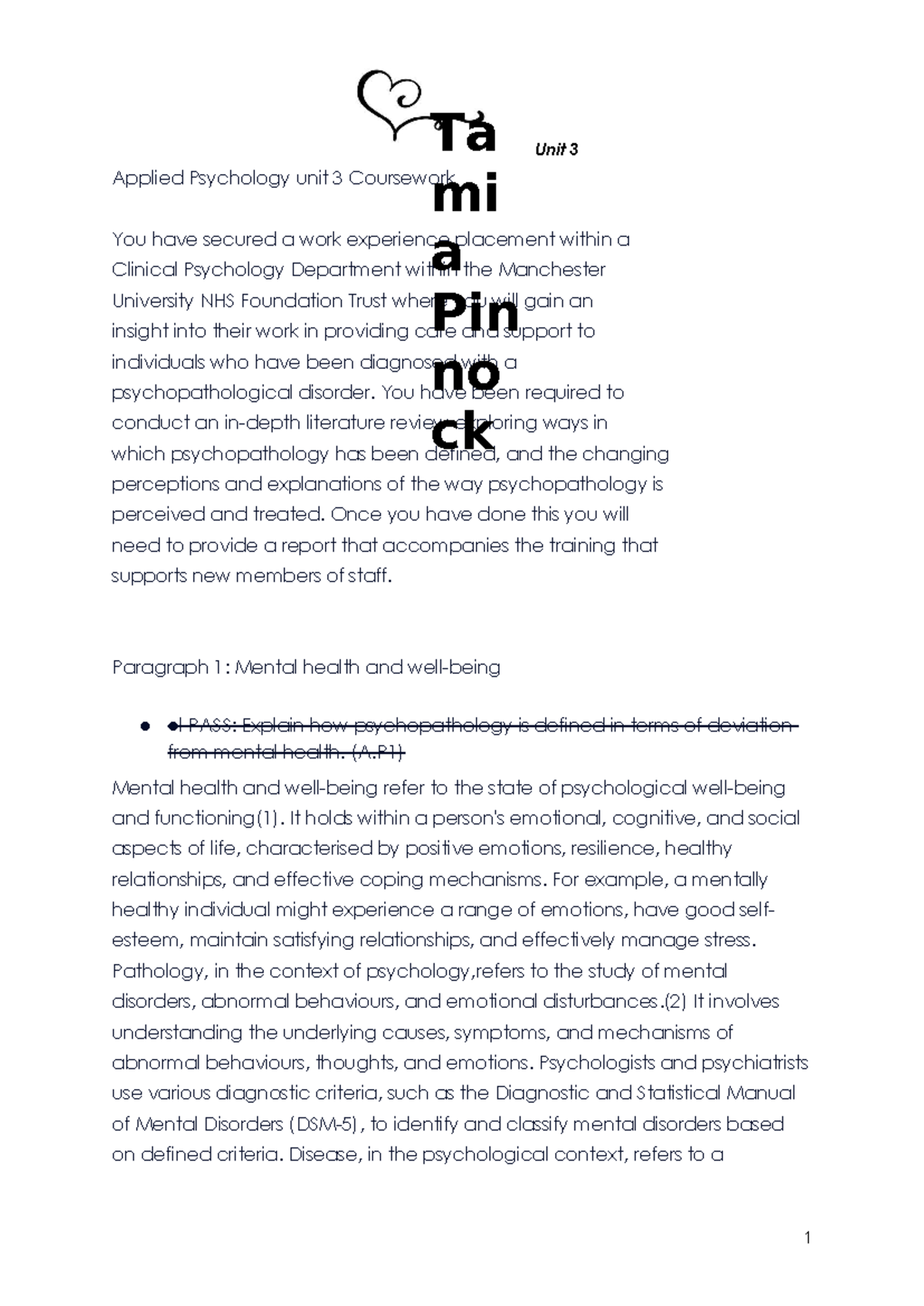 Applied Psychology unit 3 Coursework - Unit 3 Applied Psychology unit 3 ...