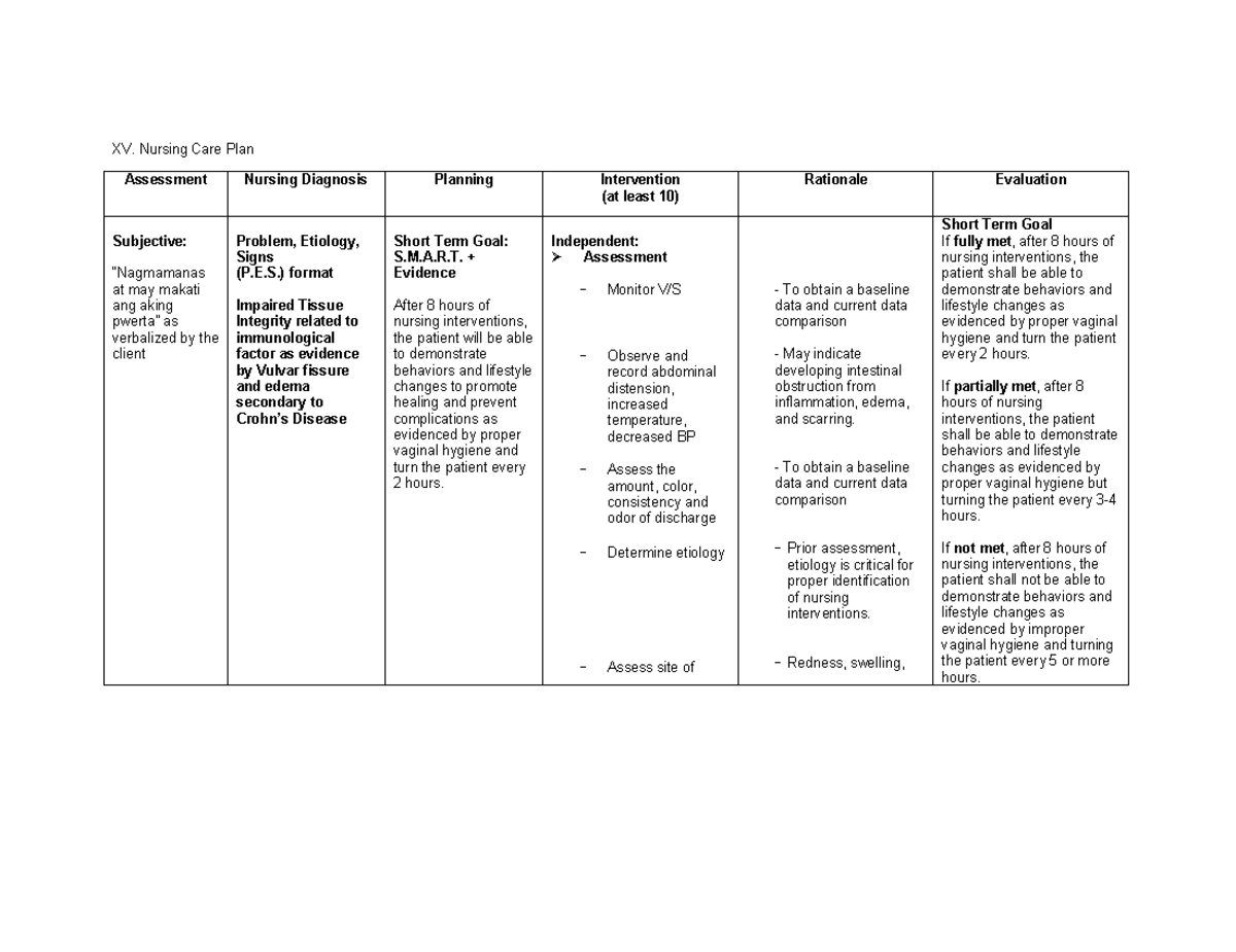 Nursing Care Plan This NCP Is For Impaired Tissue Integrity XV   Thumb 1200 925 