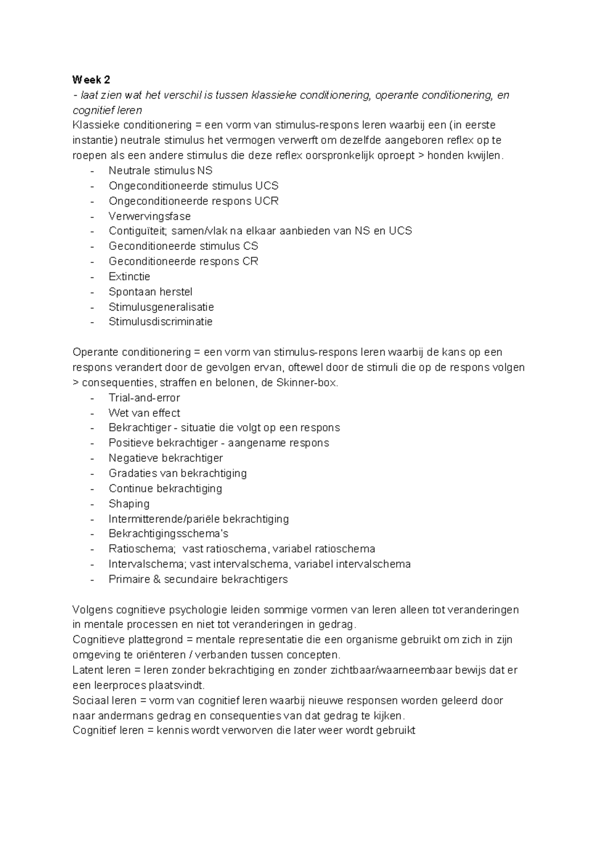 Samenvatting Sociale Wetenschappen Jaar 2 Periode 1 Week 2 Laat