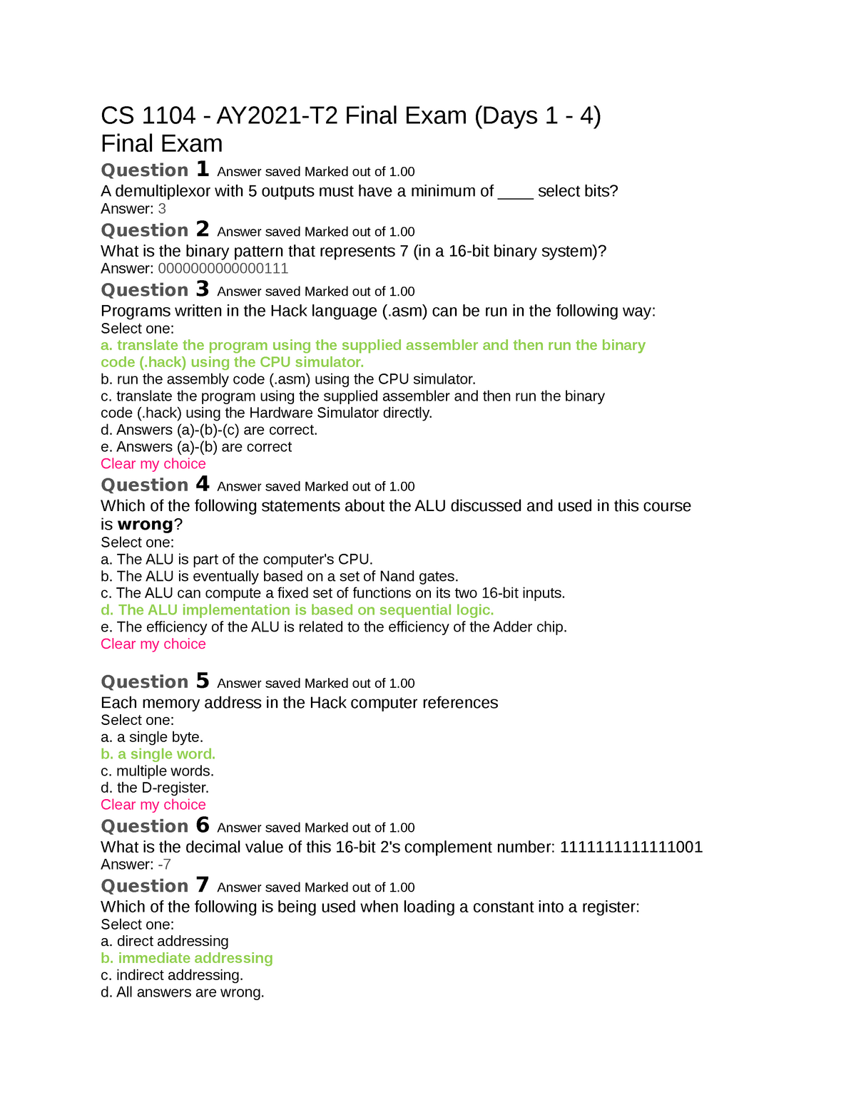 CS1104-Final Exam-page-1-of-2 - CS 1104 - AY2021-T2 Final Exam (Days 1 Sns-Brigh10