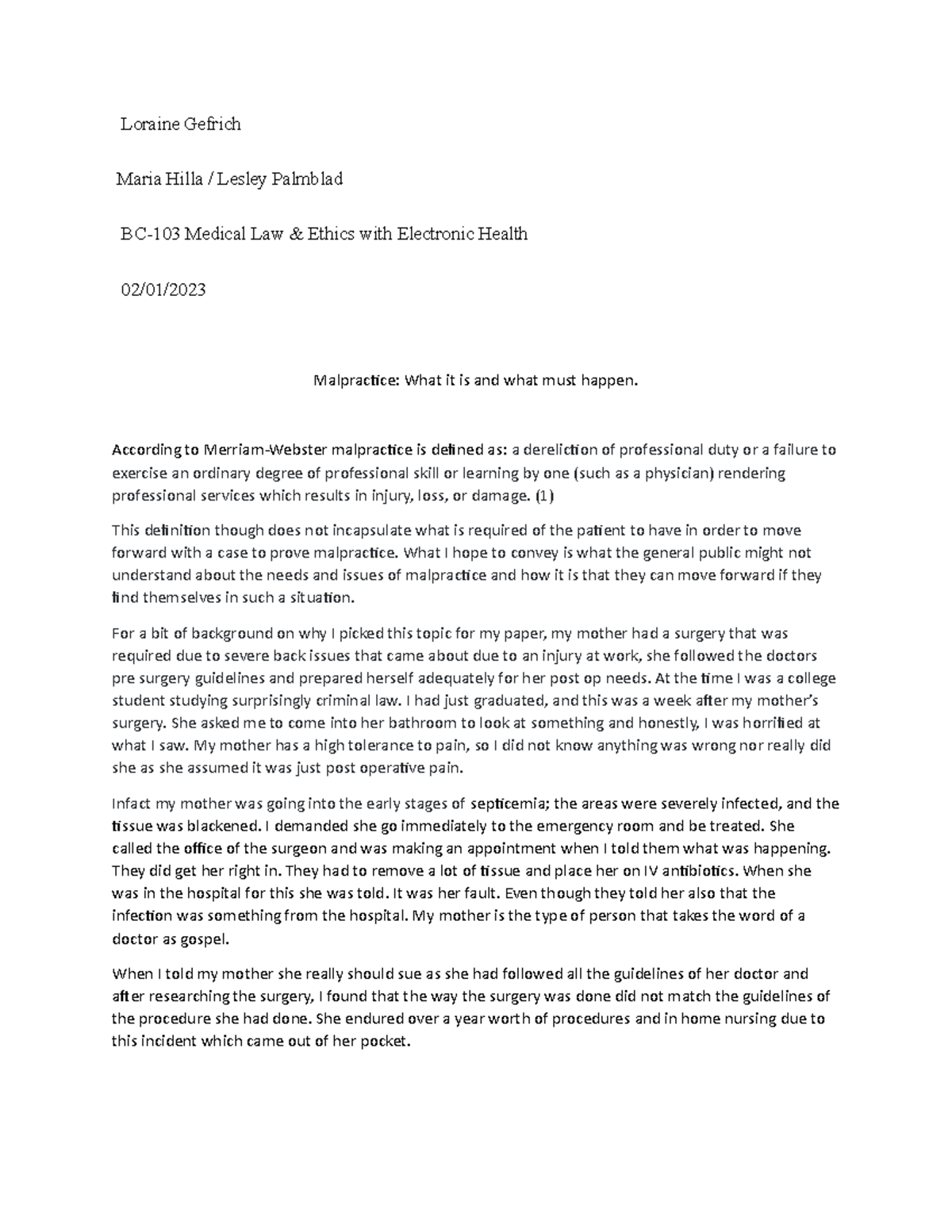 LRS #3 Final Draft - Copy - Loraine Gefrich Maria Hilla / Lesley ...