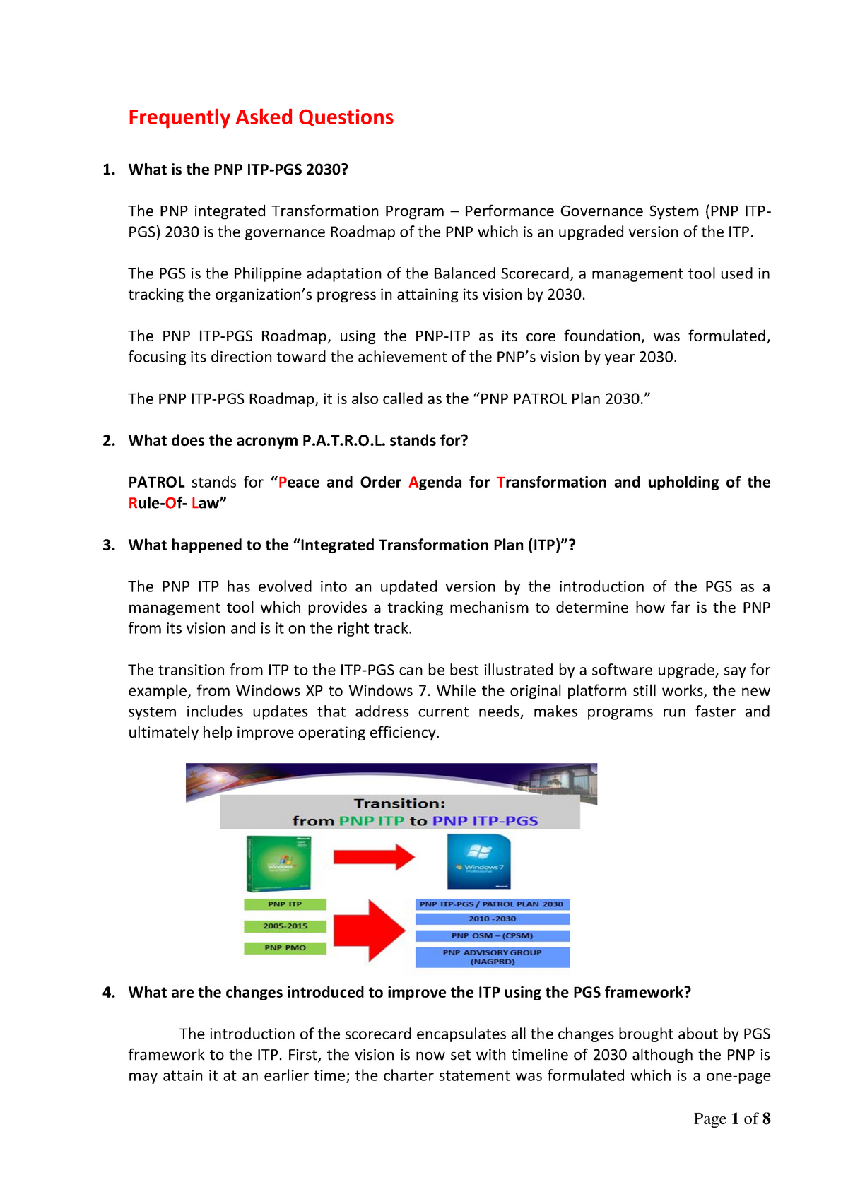 Module 1 Digest Frequently Asked Questions 1 What Is The PNP ITP 