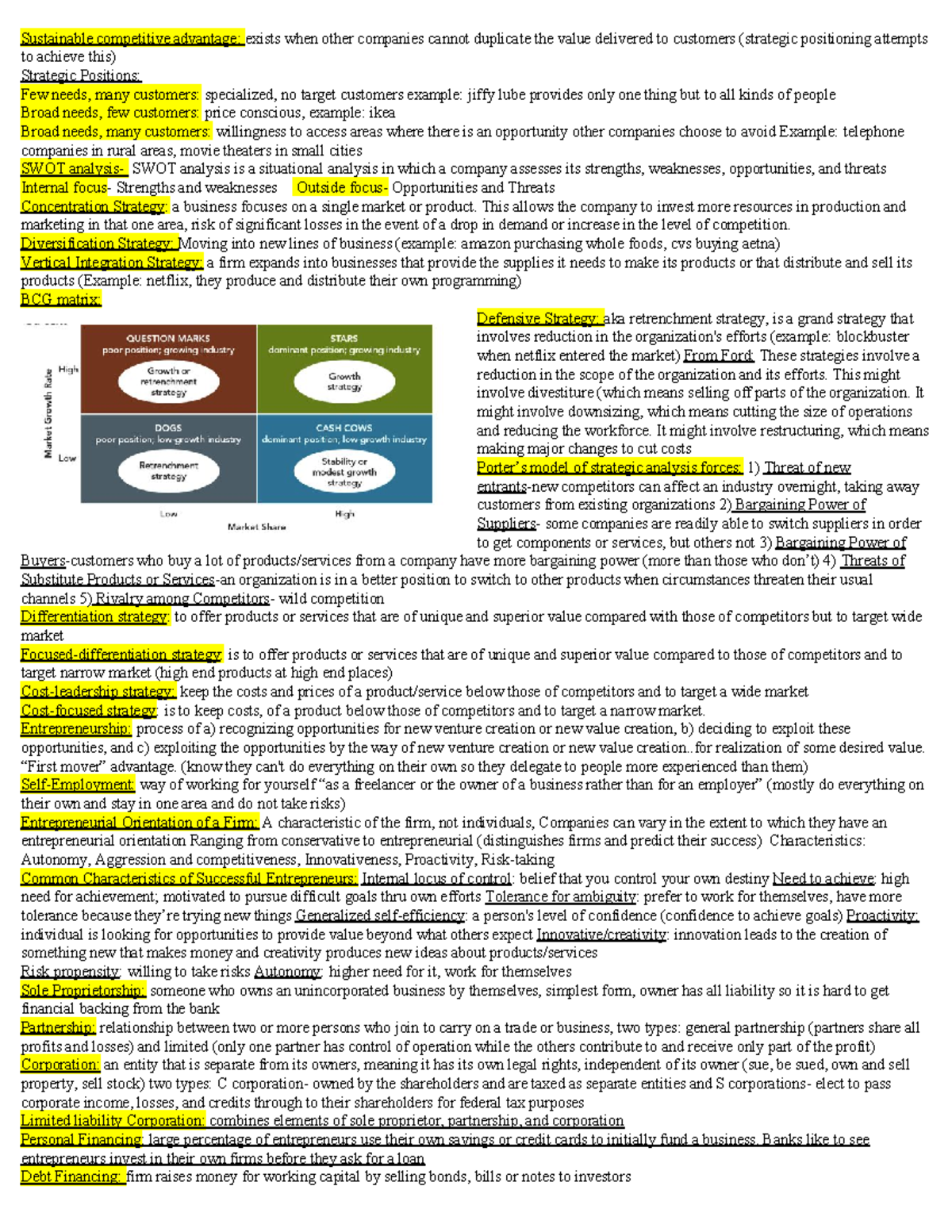 MGT 300 Test 2 study guide-5 - Sustainable competitive advantage ...