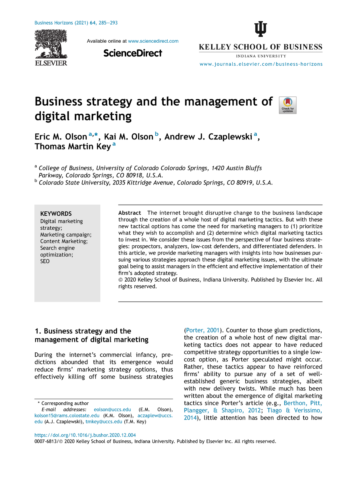 business strategy bachelor thesis