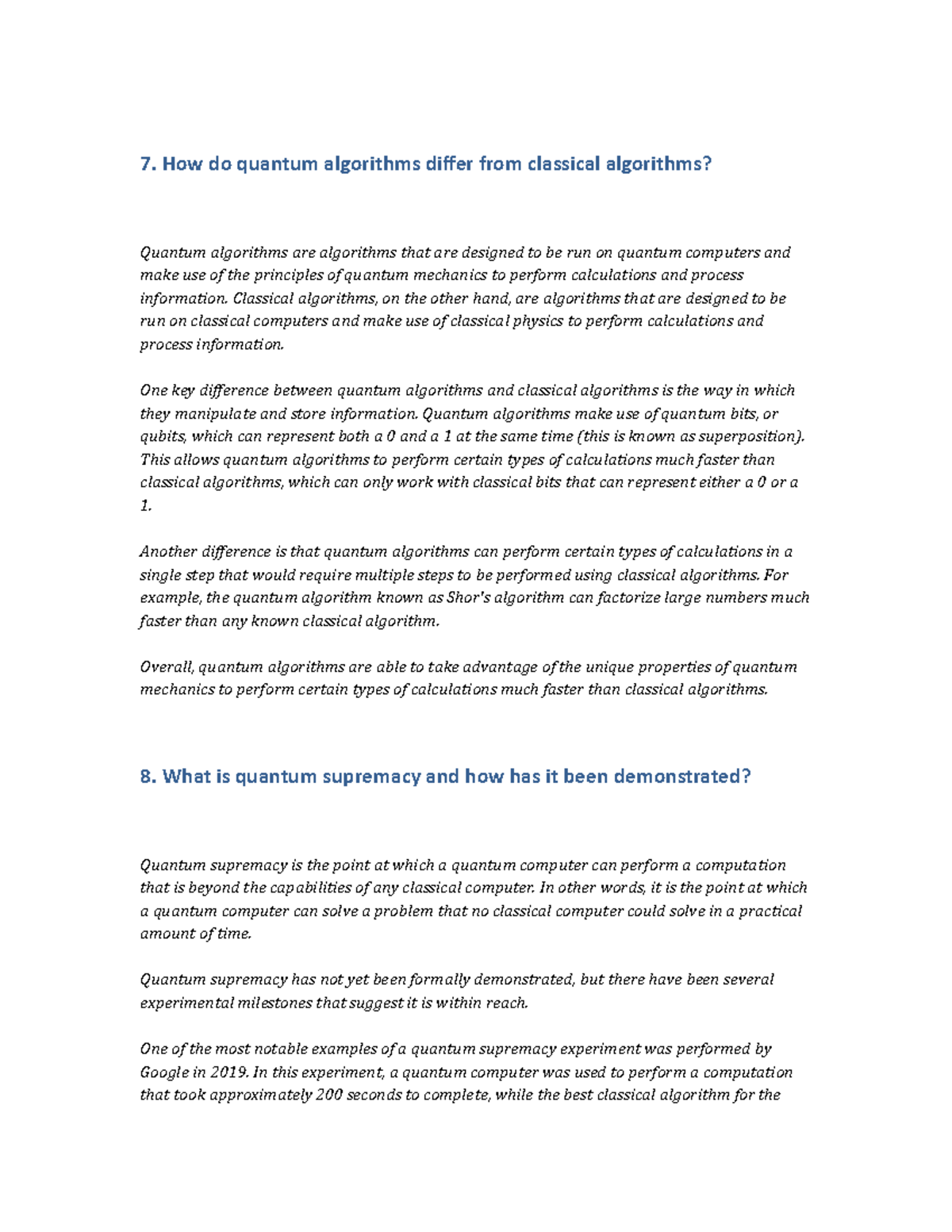 Quantum computing 2 - 7. How do quantum algorithms differ from ...