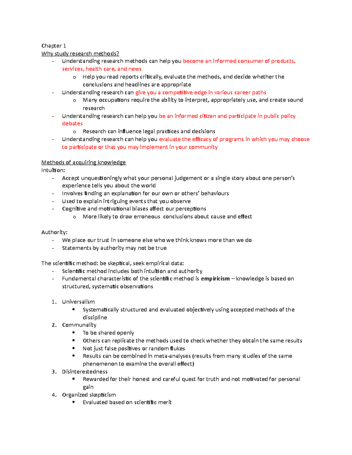 Psyc 2250 notes - Chapter 1 Why study research methods? - Understanding ...