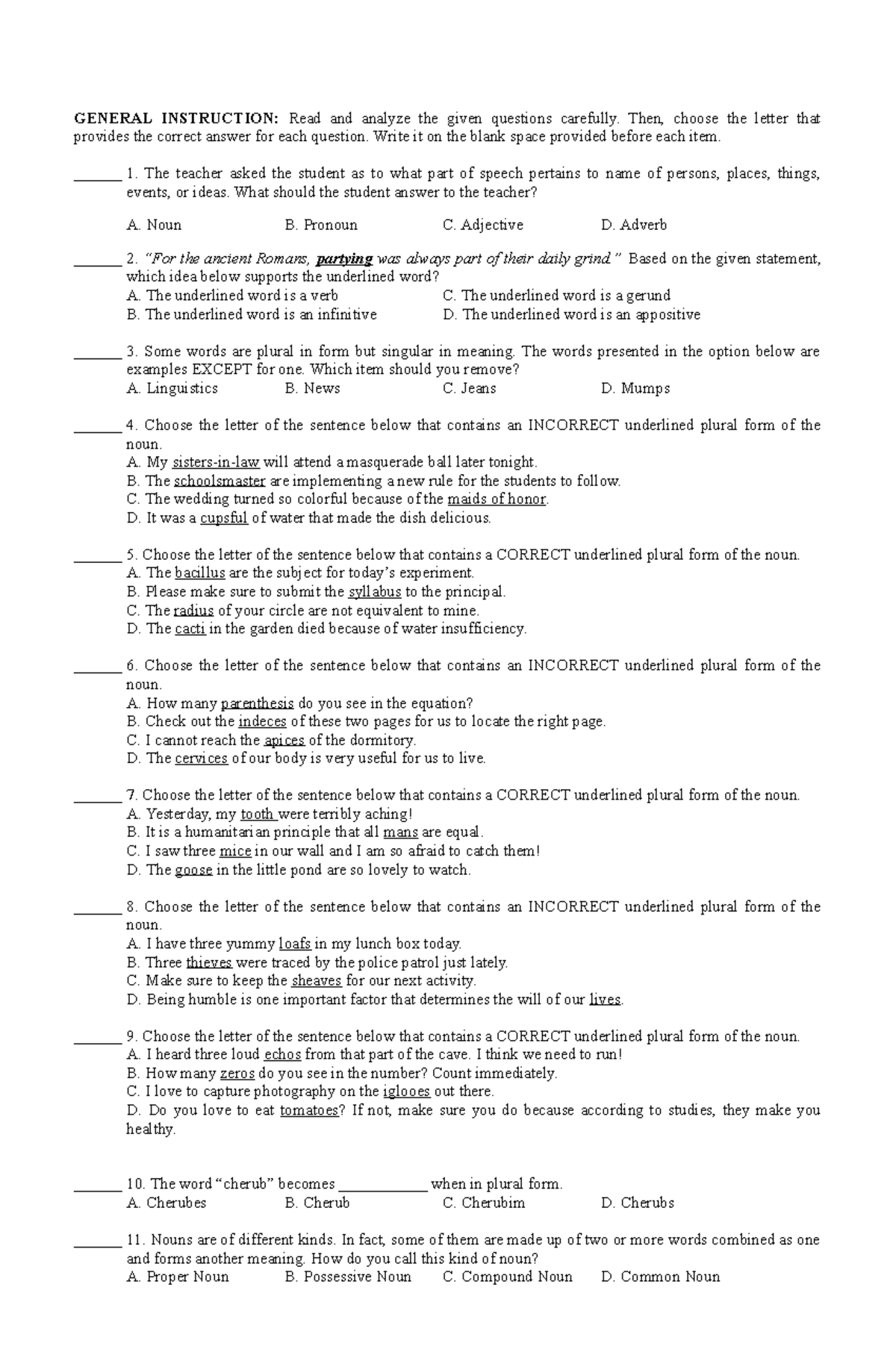 English Exam for Grade 6 Students - Studocu